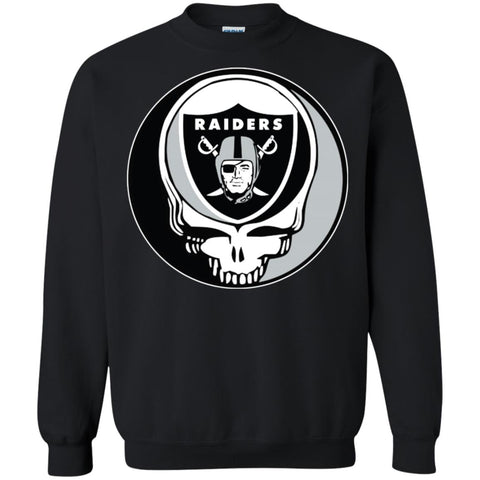 Oakland Raiders Grateful Dead Steal Your Face Football Nfl Shirts Crewneck Pullover Sweatshirt Black / S Crewneck Pullover Sweatshirt - parenttees