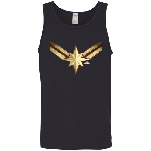 Captain Marvel Gleaming Chest Logo Men Cotton Tank Black / X-Small Men Cotton Tank - parenttees