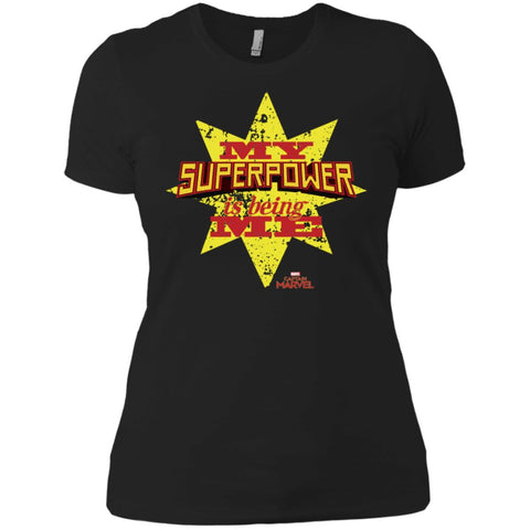 Captain Marvel My Superpower Is Being Me Women Cotton T-Shirt Black / X-Small Women Cotton T-Shirt - parenttees