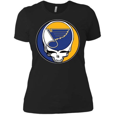 St Louis Blues Grateful Dead Steal Your Face Hockey Nhl Shirts Women Cotton T-Shirt Black / X-Small Women Cotton T-Shirt - parenttees