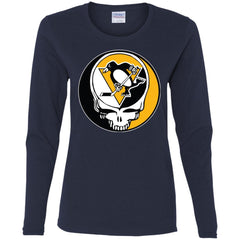 Pittsburgh Penguins Grateful Dead Steal Your Face Hockey Nhl Shirts Women Long Sleeve Shirt Women Long Sleeve Shirt - parenttees