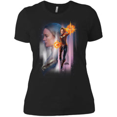 Captain Marvel Flying Space Portrait Women Cotton T-Shirt Women Cotton T-Shirt - parenttees