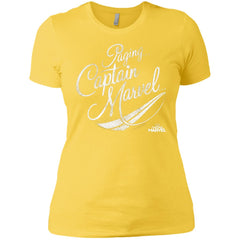 Captain Marvel Paging Distressed Cursive Women Cotton T-Shirt Women Cotton T-Shirt - parenttees