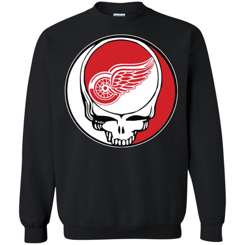 Detroit Red Wings Grateful Dead Steal Your Face Hockey Nhl Shirts Crewneck Pullover Sweatshirt Black / S Crewneck Pullover Sweatshirt - parenttees