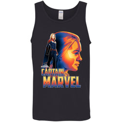 Captain Marvel Bold Sunset Portrait Men Cotton Tank