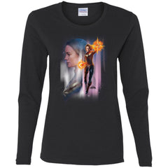 Captain Marvel Flying Space Portrait Women Long Sleeve Shirt Women Long Sleeve Shirt - parenttees