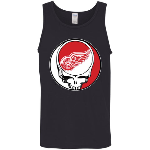 Detroit Red Wings Grateful Dead Steal Your Face Hockey Nhl Shirts Men Cotton Tank Black / X-Small Men Cotton Tank - parenttees