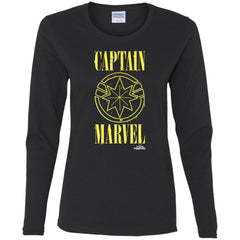 Captain Marvel Yellow Paint Drip Logo Women Long Sleeve Shirt Women Long Sleeve Shirt - parenttees