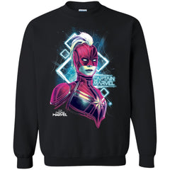 Marvel Captain Marvel Space Glow Neon Crewneck Pullover Sweatshirt Crewneck Pullover Sweatshirt - parenttees