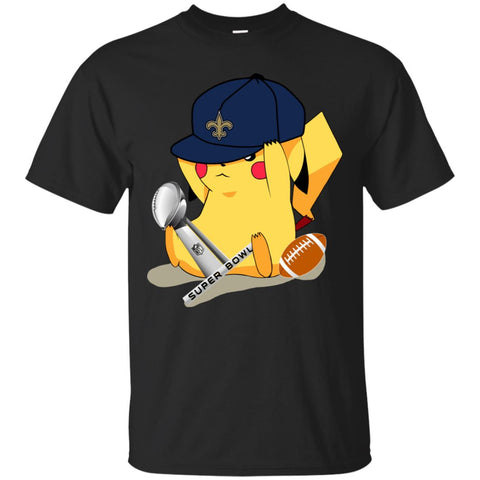 Nfl – New Orleans Saints Pikachu Super Bowl 2019 Football Men Cotton T-Shirt Black / S Men Cotton T-Shirt - parenttees