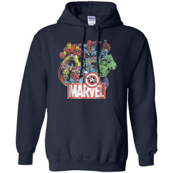 Marvel Avengers Team Retro Comic Vintage Graphic Pullover Hoodie Sweatshirt