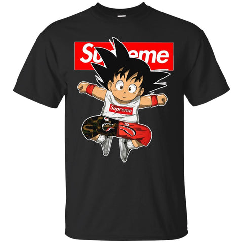 Supreme Dragon Ball Goku T-shirt Men Cotton T-Shirt Black / S Men Cotton T-Shirt - parenttees