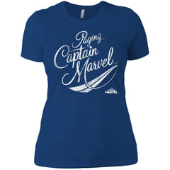 Captain Marvel Paging Distressed Cursive Women Cotton T-Shirt Women Cotton T-Shirt - parenttees