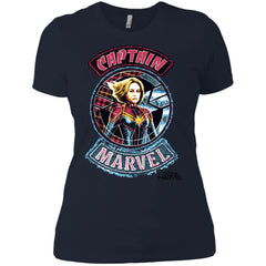 Captain Marvel Stitched Patched Portrait Women Cotton T-Shirt Women Cotton T-Shirt - parenttees