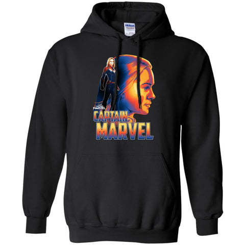 Captain Marvel Bold Sunset Portrait Pullover Hoodie Sweatshirt Black / S Pullover Hoodie Sweatshirt - parenttees