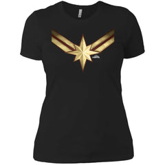 Captain Marvel Gleaming Chest Logo Women Cotton T-Shirt Women Cotton T-Shirt - parenttees