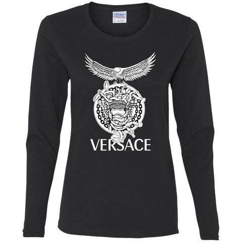 Versace Supervip Logo T-shirt Women Long Sleeve Shirt Black / S Women Long Sleeve Shirt - parenttees