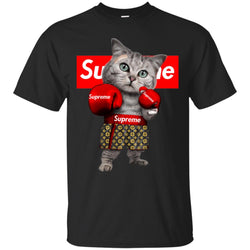 Supreme Boxing Cat Best Funny T-shirt Men Cotton T-Shirt