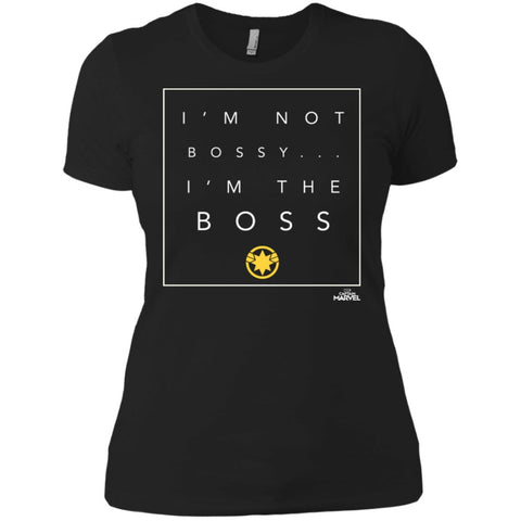 Captain Marvel Not Bossy I'm The Boss Women Cotton T-Shirt Black / X-Small Women Cotton T-Shirt - parenttees