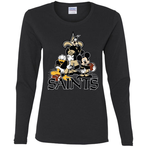 Mickey Mouse New Orleans Saints American Football Nfl Sports Shirt Women Long Sleeve Shirt Black / S Women Long Sleeve Shirt - parenttees