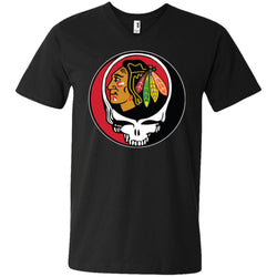 Chicago Blackhawks Grateful Dead Steal Your Face Hockey Nhl Shirts Men V-Neck T-Shirt