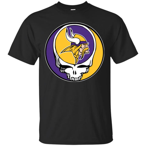 Minnesota Vikings Grateful Dead Steal Your Face Football Nfl Shirts Men Cotton T-Shirt Black / S Men Cotton T-Shirt - parenttees