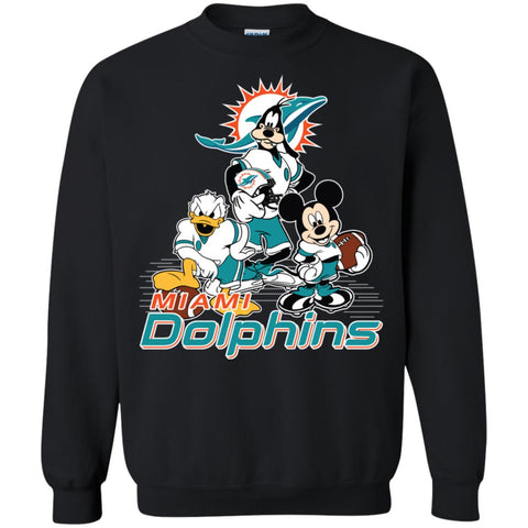 Mickey Mouse Miami Dolphins American Football Nfl Sports Shirt Crewneck Pullover Sweatshirt Black / S Crewneck Pullover Sweatshirt - parenttees