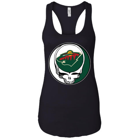 Minnesota Wild Grateful Dead Steal Your Face Hockey Nhl Shirts Women Tank Top Black / X-Small Women Tank Top - parenttees