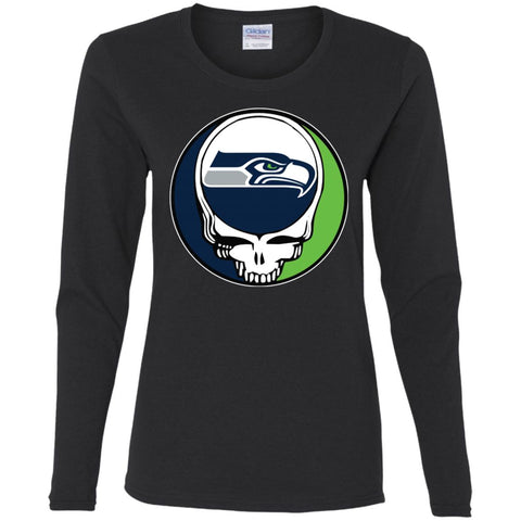 Seattle Seahawks Grateful Dead Steal Your Face Football Nfl Shirts Women Long Sleeve Shirt Black / S Women Long Sleeve Shirt - parenttees