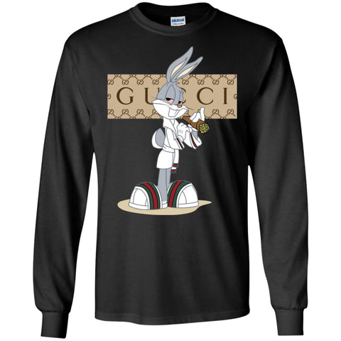 Gucci Rabbit Smoking Funny T-shirt Men Long Sleeve Shirt Black / S Men Long Sleeve Shirt - parenttees