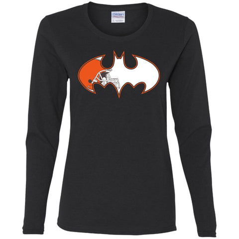 We Are The Cleveland Browns Batman Nfl Mashup Women Long Sleeve Shirt Black / S Women Long Sleeve Shirt - parenttees