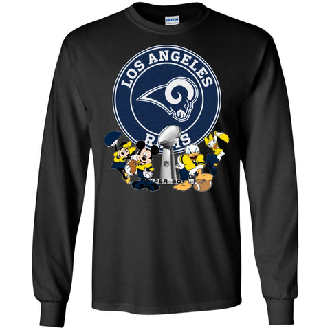 Nfl – Los Angeles Rams Super Bowl 2019 Mickey Mouse Minnie Mouse Donald Duck Daisy Duck Football Men Long Sleeve Shirt Black / S Men Long Sleeve Shirt - parenttees