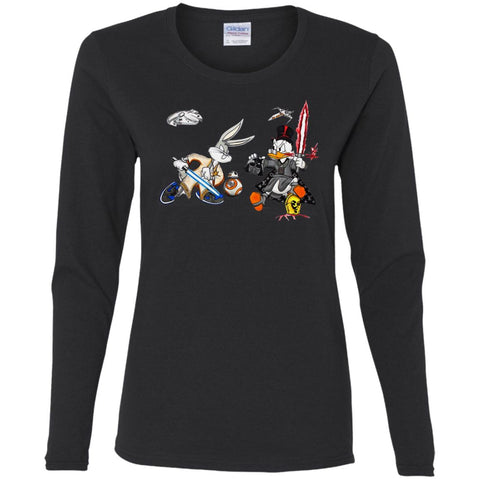 Star Wars T-shirts Rabbit Vs Duck Donald Funny Women Long Sleeve Shirt Black / S Women Long Sleeve Shirt - parenttees