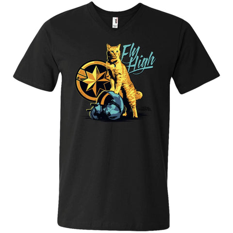 Captain Marvel Symbol Goose Fly High Men V-Neck T-Shirt Black / S Men V-Neck T-Shirt - parenttees