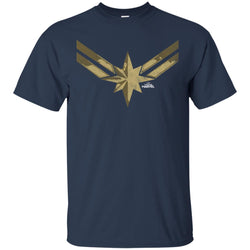 Captain Marvel Simple Gold Shadowed Logo Men Cotton T-Shirt