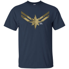 Captain Marvel Simple Gold Shadowed Logo Men Cotton T-Shirt Men Cotton T-Shirt - parenttees