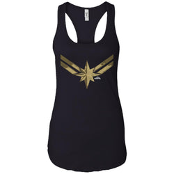 Captain Marvel Simple Gold Shadowed Logo Women Tank Top