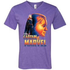 Captain Marvel Bold Sunset Portrait Men V-Neck T-Shirt Men V-Neck T-Shirt - parenttees