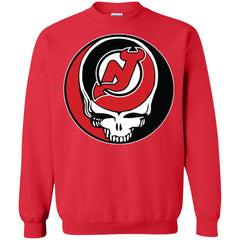 New Jersey Devils Grateful Dead Steal Your Face Hockey Nhl Shirts Crewneck Pullover Sweatshirt Crewneck Pullover Sweatshirt - parenttees