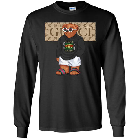 Best Gucci Bear Style Fashion T-shirt Men Long Sleeve Shirt Black / S Men Long Sleeve Shirt - parenttees
