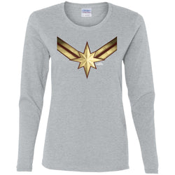 Captain Marvel Gleaming Chest Logo Women Long Sleeve Shirt