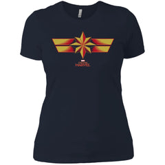 Marvel Captain Marvel Retro Red Yellow Logo Women Cotton T-Shirt Women Cotton T-Shirt - parenttees