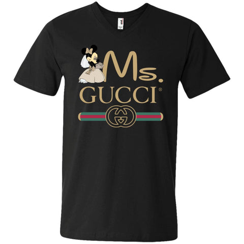 Ms Minnie Gucci Couple Disney Shirt Valentine's Day T-shirt Men V-Neck T-Shirt Black / S Men V-Neck T-Shirt - parenttees