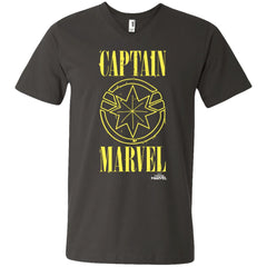 Captain Marvel Yellow Paint Drip Logo Men V-Neck T-Shirt Men V-Neck T-Shirt - parenttees