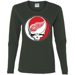 Detroit Red Wings Grateful Dead Steal Your Face Hockey Nhl Shirts Women Long Sleeve Shirt Women Long Sleeve Shirt - parenttees
