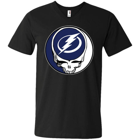 Tampa Bay Lightning Grateful Dead Steal Your Face Hockey Nhl Shirts Men V-Neck T-Shirt Black / S Men V-Neck T-Shirt - parenttees