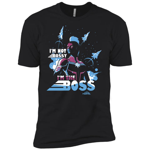 Captain Marvel I'm The Boss Space Blue Red Men Short Sleeve T-Shirt Black / X-Small Men Short Sleeve T-Shirt - parenttees