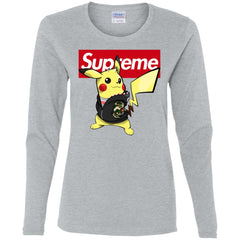 Supreme Pikachu T-shirt Women Long Sleeve Shirt Women Long Sleeve Shirt - parenttees