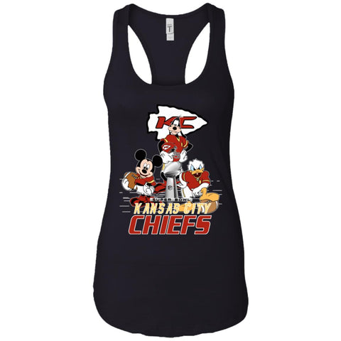 Nfl – Kansas City Chiefs Donald Duck Goofy Mickey Mouse Super Bowl 2019 Football Women Tank Top Black / X-Small Women Tank Top - parenttees