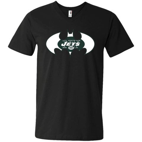 We Are The New York Jets Batman Nfl Mashup Men V-Neck T-Shirt Black / S Men V-Neck T-Shirt - parenttees